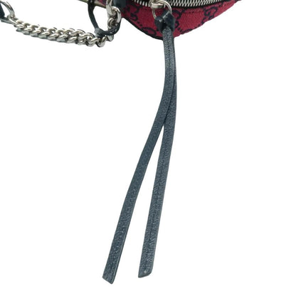 GUCCI GG Marmont Small Monogram Embroidered Diagonal Chain Shoulder Bag Red 447632