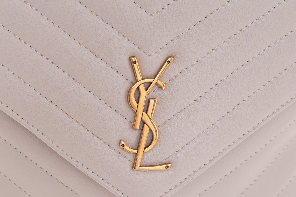 YSL Blanc Chevron Quilted Backpack Handbag