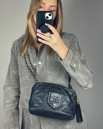 Chanel Camera Bag Lambskin Black Crossbody Bag 3
