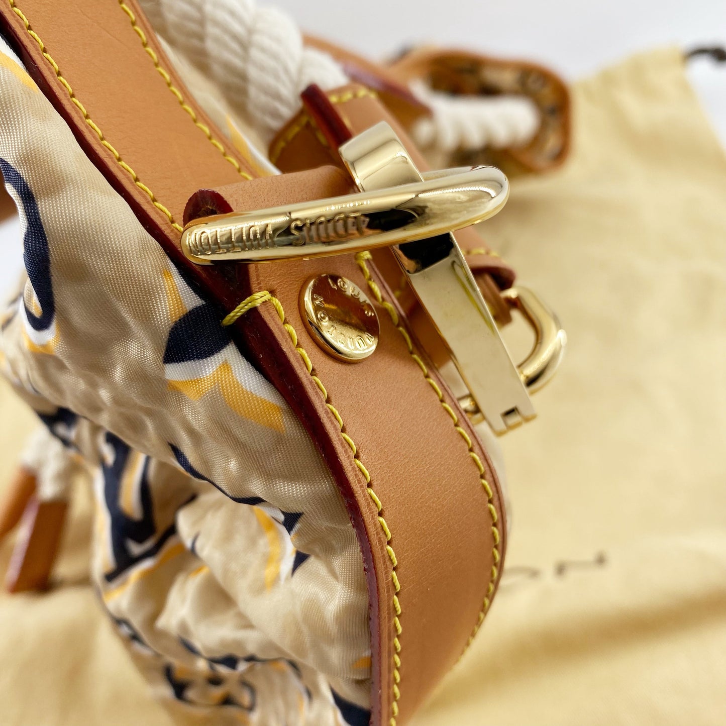 LOUIS VUITTON Limited Edition Tan Nylon Monogram Bulles PM Bag