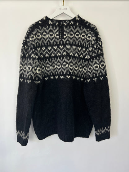 Saint Laurent Black & Grey Knit V-Neck igan Size S (UK 8)