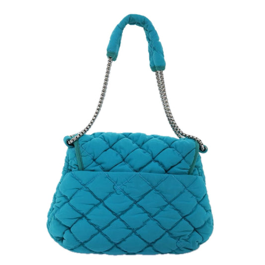 CHANEL Chain Shoulder Bag Nylon Blue CC Auth 74407A