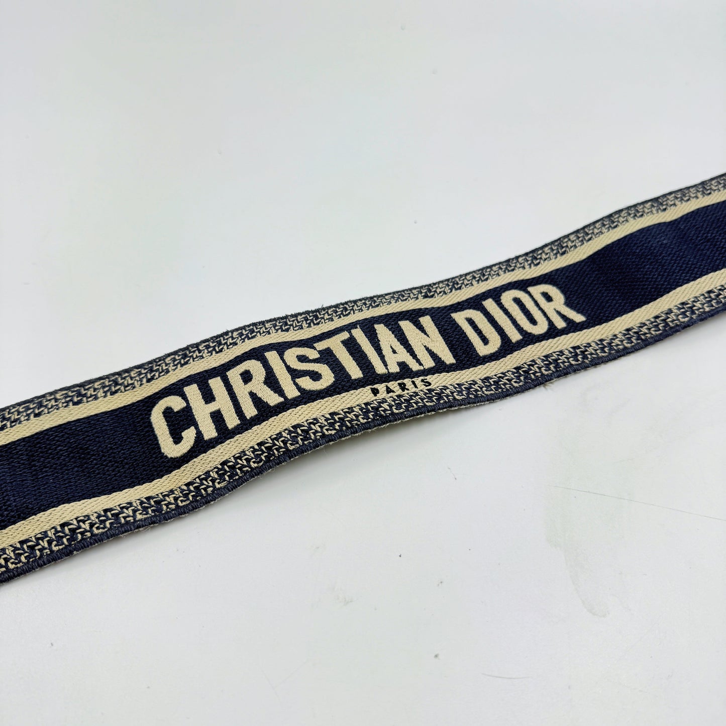Christian Dior Paris Embroidery Blue Adjustable Shoulder Strap TWS