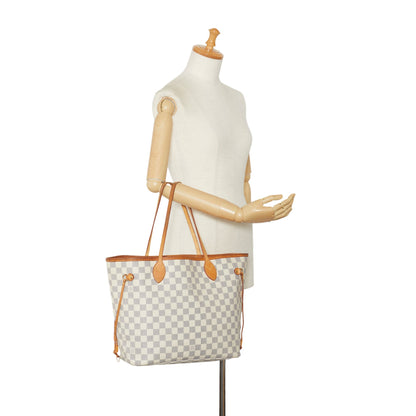 White Louis Vuitton Damier Azur Neverfull MM Tote Bag