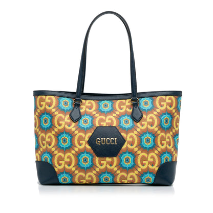 Blue Gucci Medium GG Supreme Kaleidoscope 100 Ophidia Tote