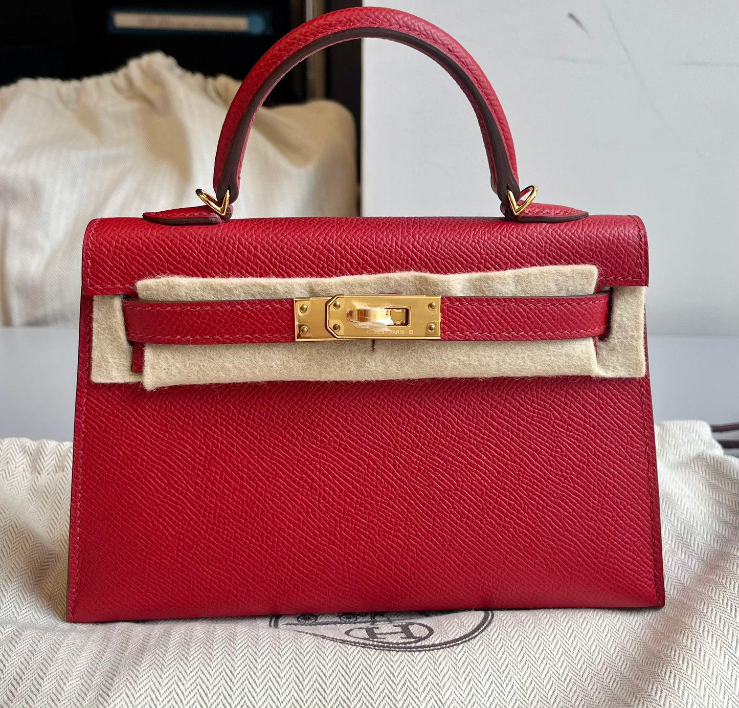 Hermes Kelly 20 Sellier Rouge Piment Epsom Gold Hardware