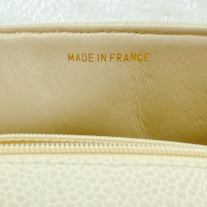 Chanel Cream Vintage Caviar Leather V Stitch Shoulder Bag