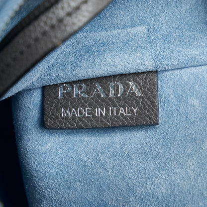 Gray Prada Glace Calf Etiquette Tote Bag