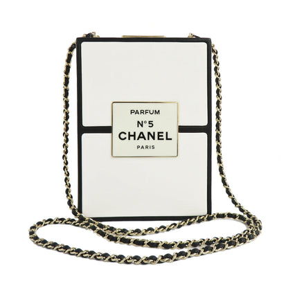 Chanel Chain Shoulder Bag .5  Box White Black  G  GD Gold Tools 31st White Black Perfume Box Mini-Bags