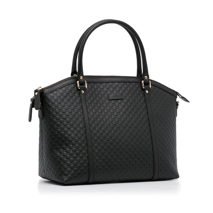 Gucci Dome Large Black Microguccisima Embossed Leather