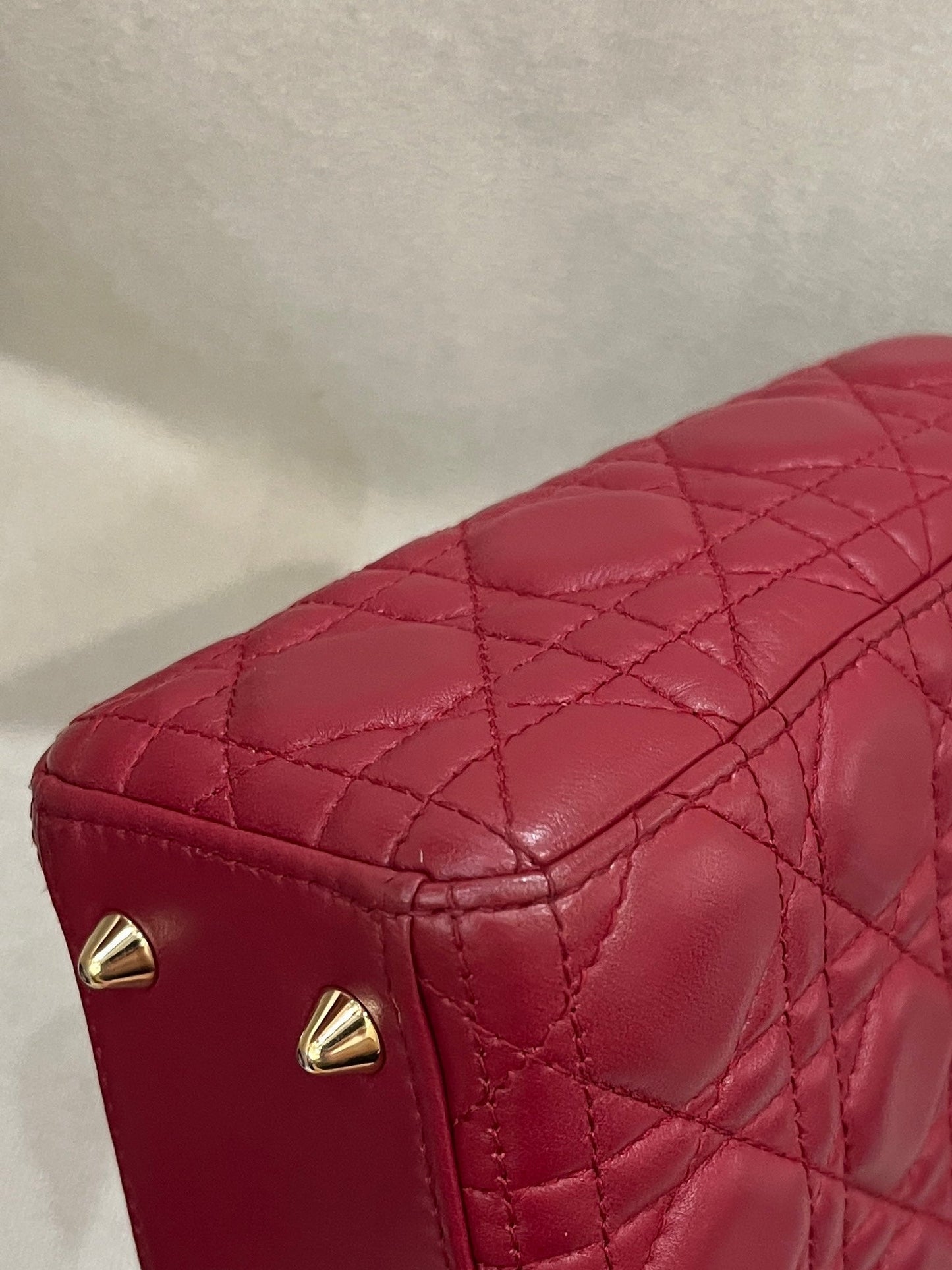 Pre-owned Dior Small My ABC Lady Dior Red Wine Lambskin with Golden Hardware, 2018, w/ Full Set