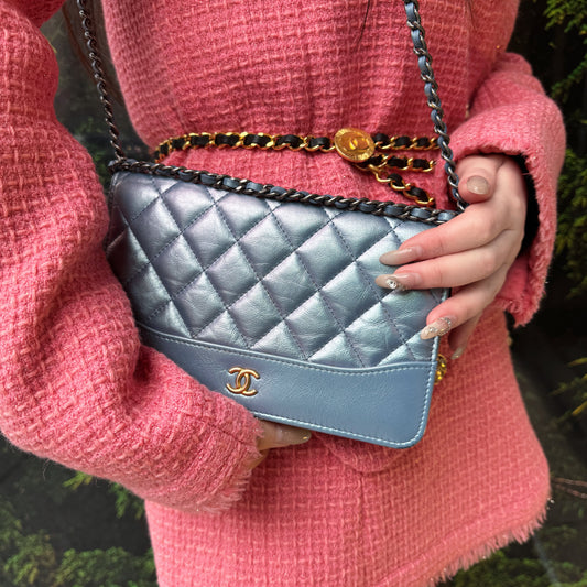 Chanel Iridescent Blue Wallet On Chain