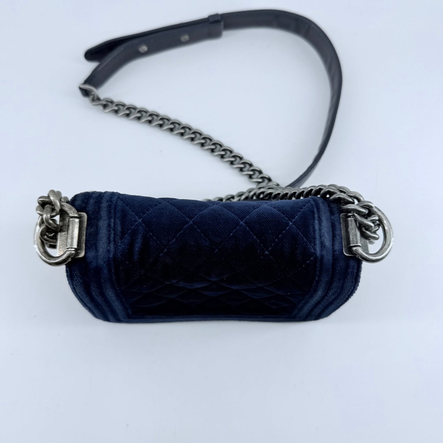 Chanel Navy Blue Velvet Mini Le Boy Bag