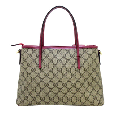 Brown Gucci GG Supreme Convertible Zip Tote Satchel