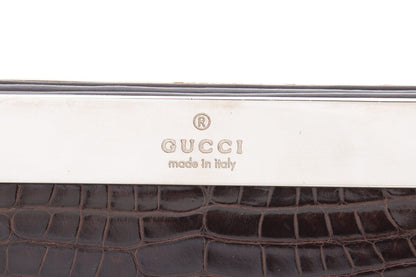 Gucci Brown Crocodile Tom Ford Era Top Handle Handbag