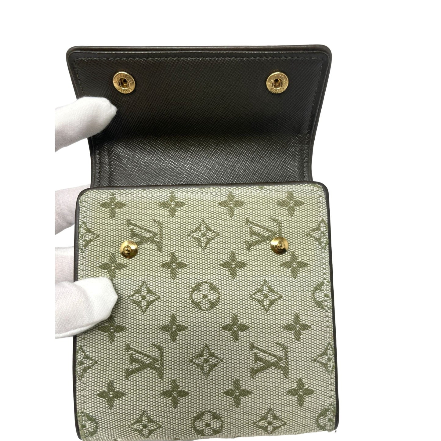 LOUIS VUITTON Louis Vuitton Monogram Mini Lin Pattern Porte-Billets Compact Wallet - Green