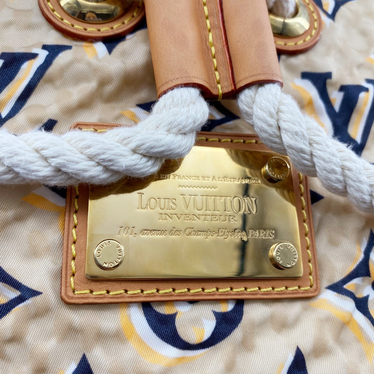 LOUIS VUITTON Limited Edition Tan Nylon Monogram Bulles PM Bag