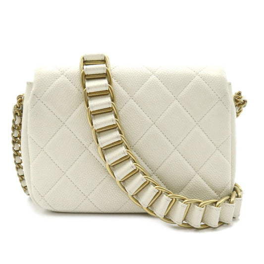 Chanel Chain Sder Chain Shoulder Chain Shellder Bag Caviar S  White Shell