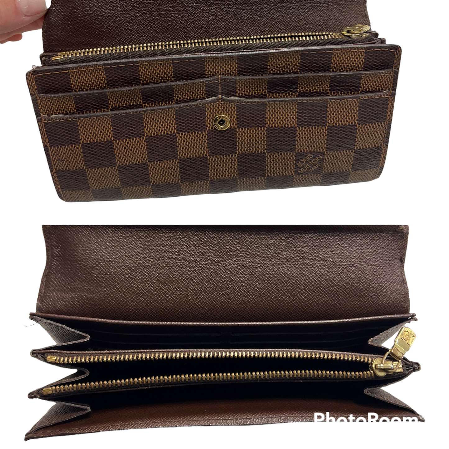 Damier Ebene Sarah Wallet Designer By Louis Vuitton  Size: Medium