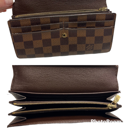 Damier Ebene Sarah Wallet Designer By Louis Vuitton  Size: Medium