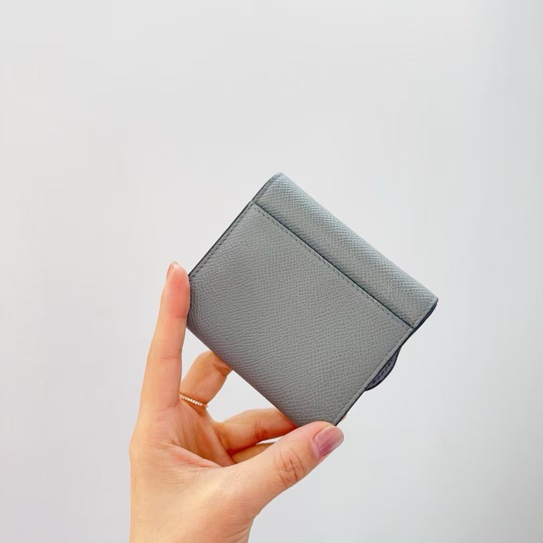 Pre-owned Dior Small Wallet in Grey Calfskin, 2020