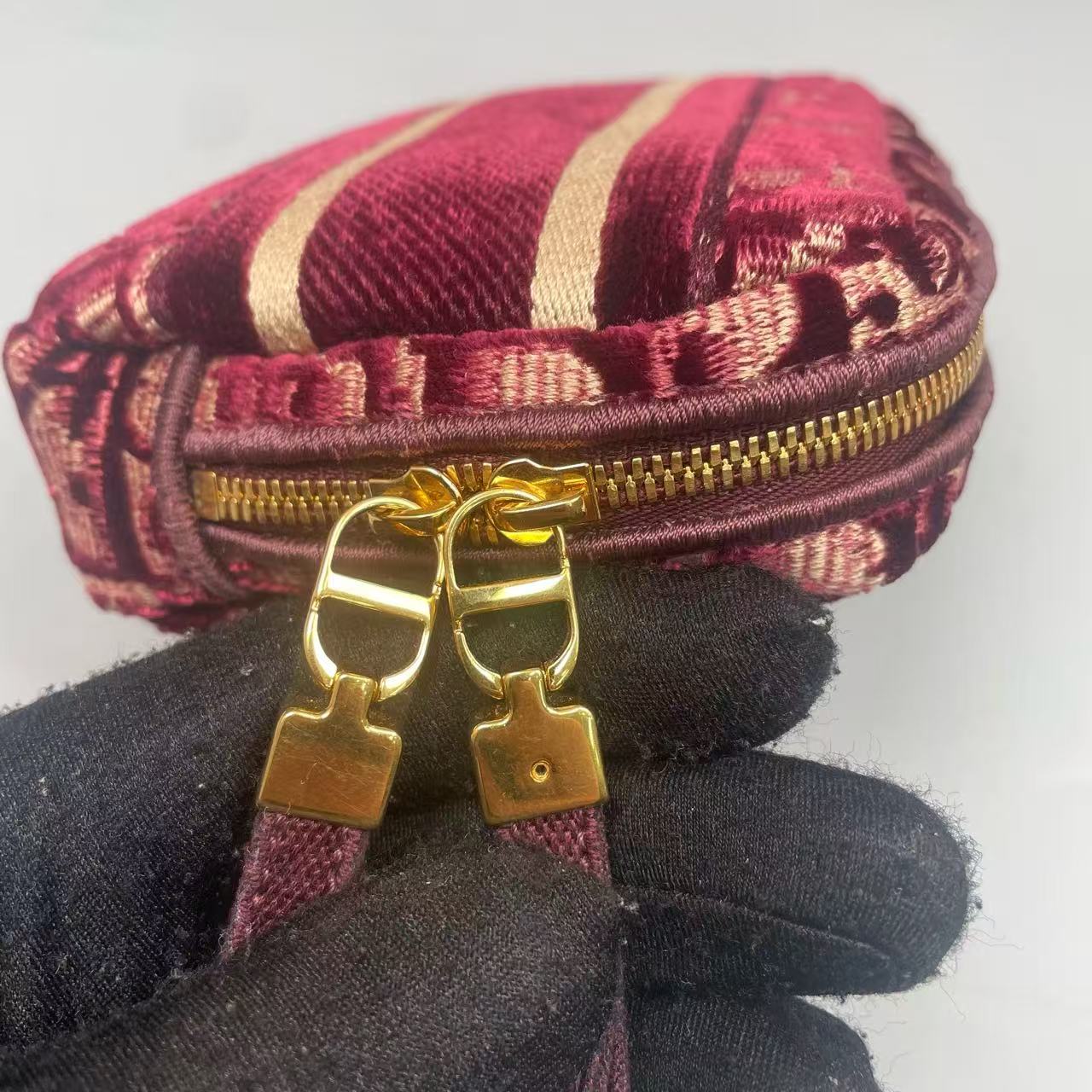 Pre-owned Dior Small Coin Pouch Burgundy Oblique, 2021