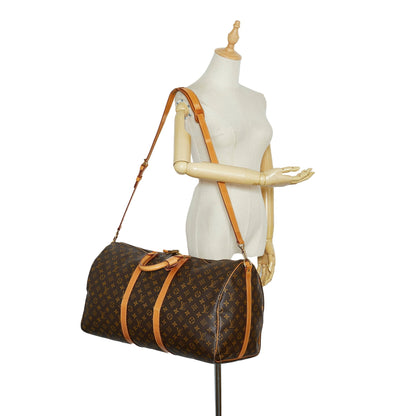 LOUIS VUITTON Monogram Keepall Bandouliere 55 Travel Bag