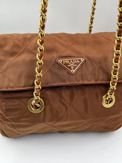 Prada Nylon Tote with Chain Handle