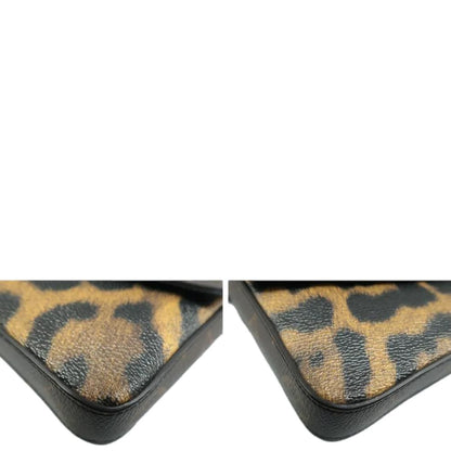 LOUIS VUITTON Pochette Felicie Monogram Canvas Wild Animal Chain Crossbody Bag Brown