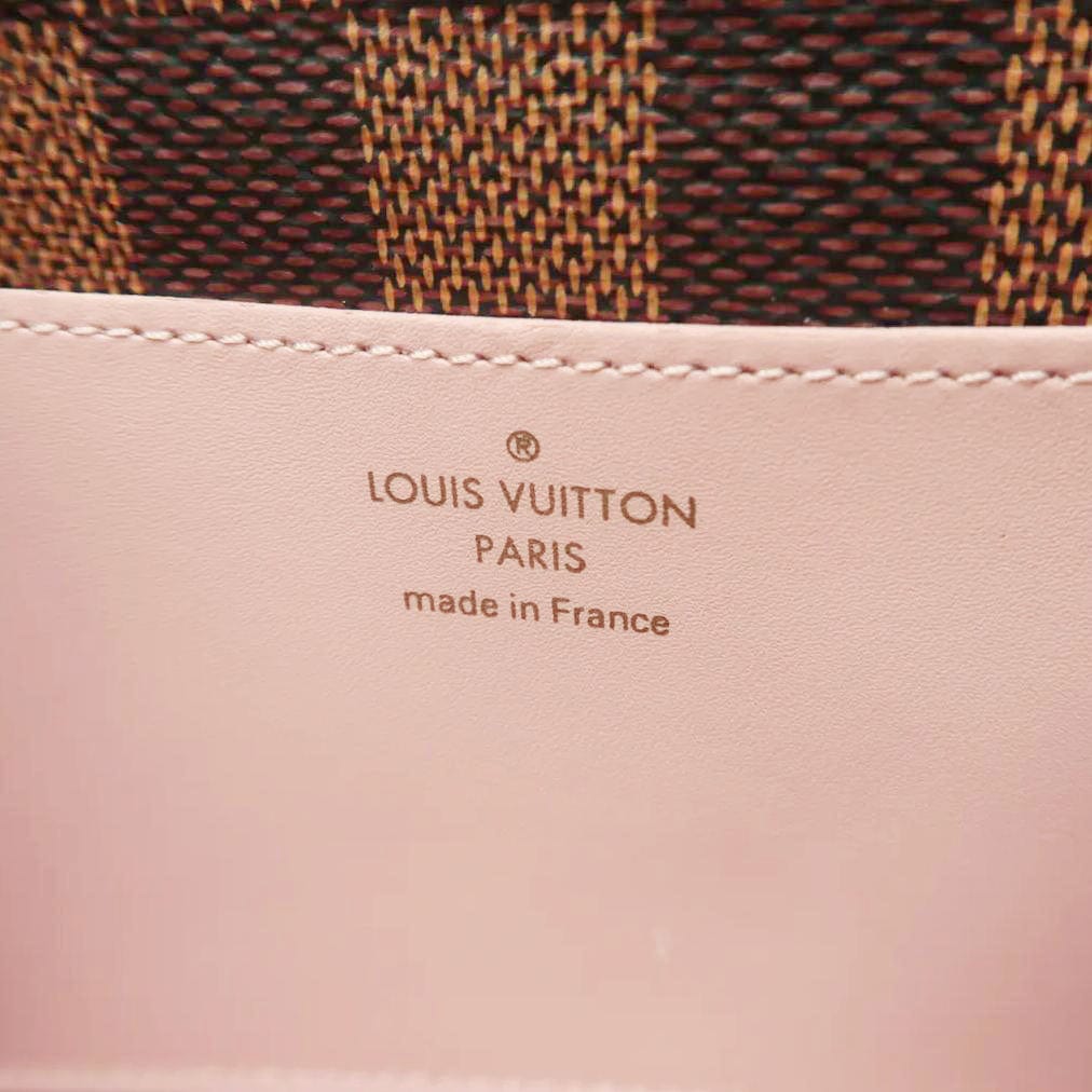 LOUIS VUITTON Croisette Damier Ebene Crossbody Rose Ballerine