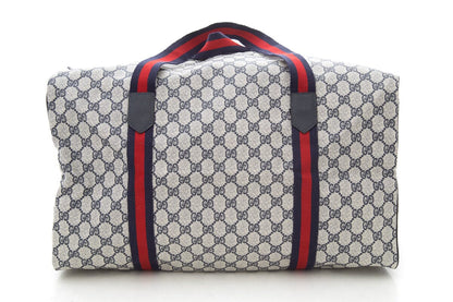 Gucci Navy & Red Web Trim GG Coated Canvas Duffle