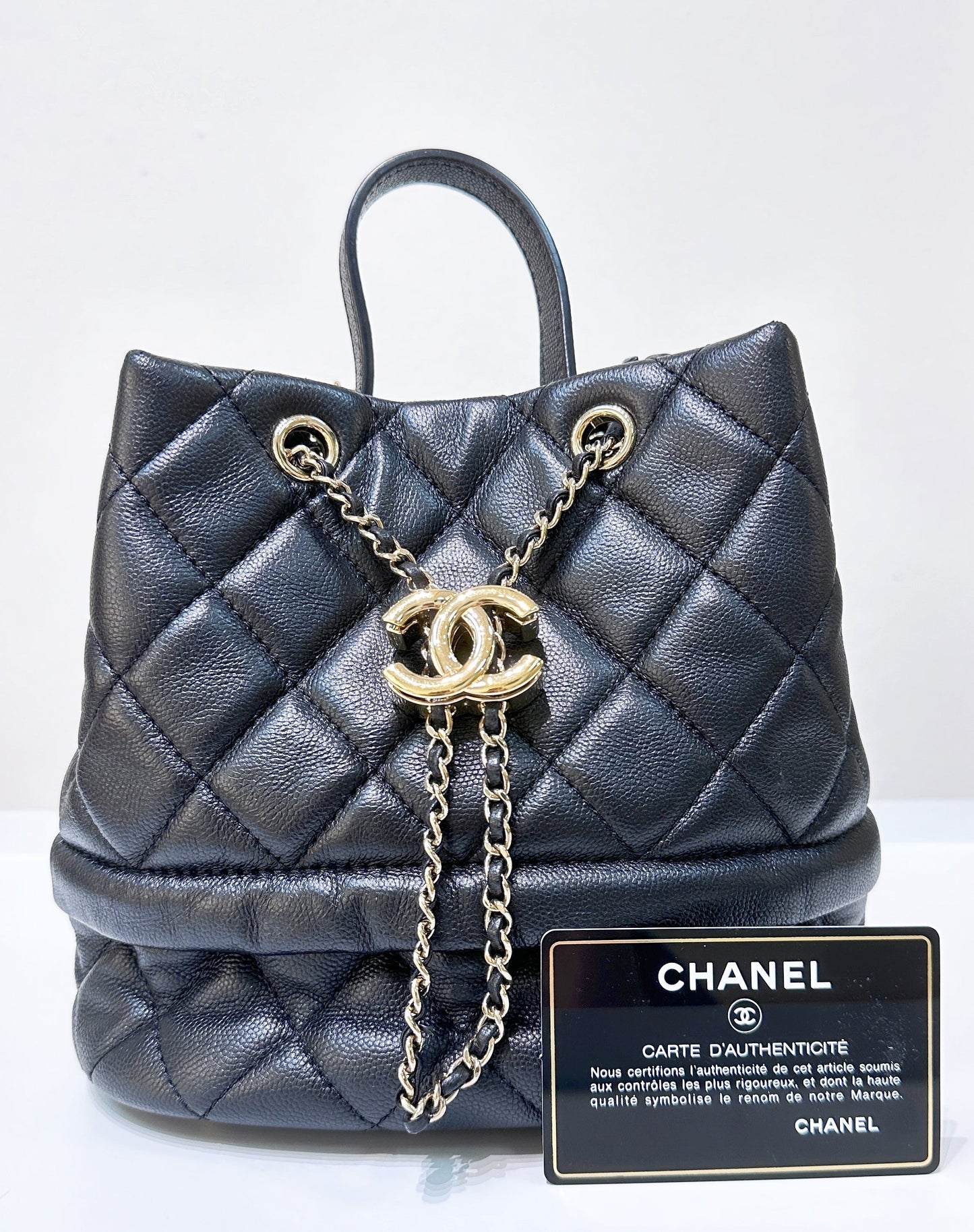 Chanel Bucket Quilted Black Handbag