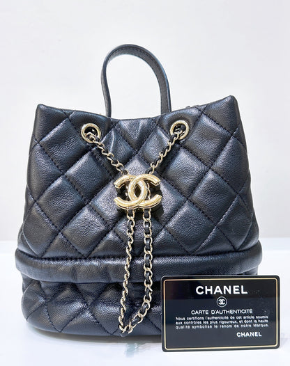 Chanel Bucket Quilted Black Handbag