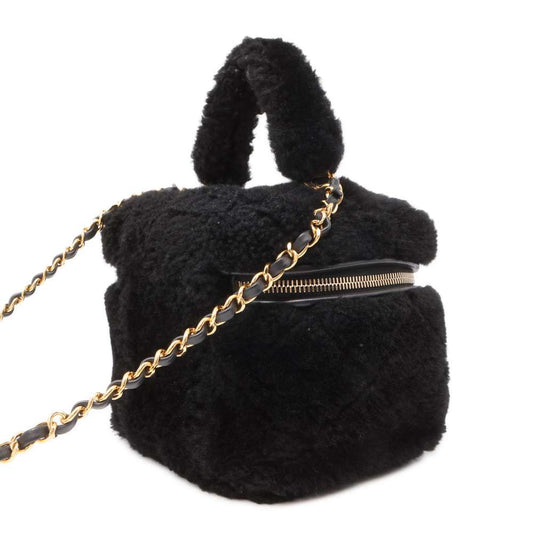 CHANEL Chain Vanity Black AS3357 Shearling