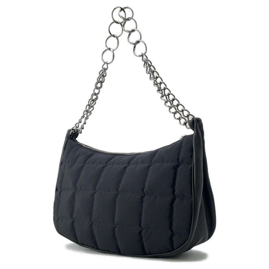 CHANEL Chocolate Bar ChainShoulder Black Nylon Lambskin