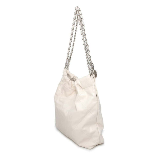 CHANEL CHANEL 22Handbag White AS3260 Shiny Calf Leather Size Small