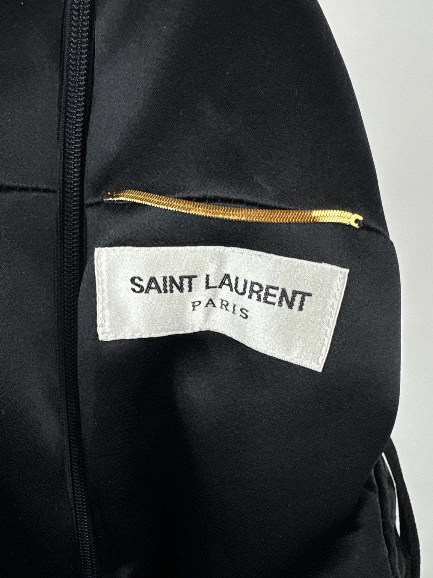 Saint Laurent Black Velvet Mini Sleeveless Playsuit with Crystal Heart and YSL Zip Detail Size FR 36 (UK 8)