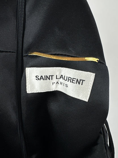 Saint Laurent Black Velvet Mini Sleeveless Playsuit with Crystal Heart and YSL Zip Detail Size FR 36 (UK 8)