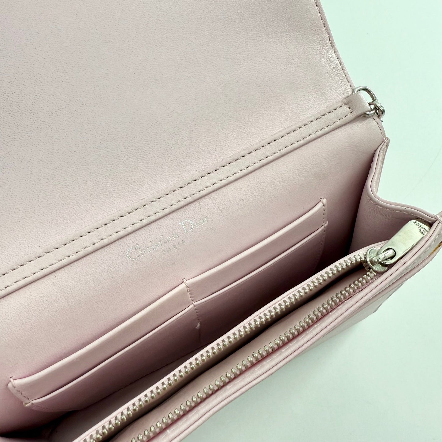 Christian Dior Diorama Patch Embellished Leather Wallet on Chain TWS