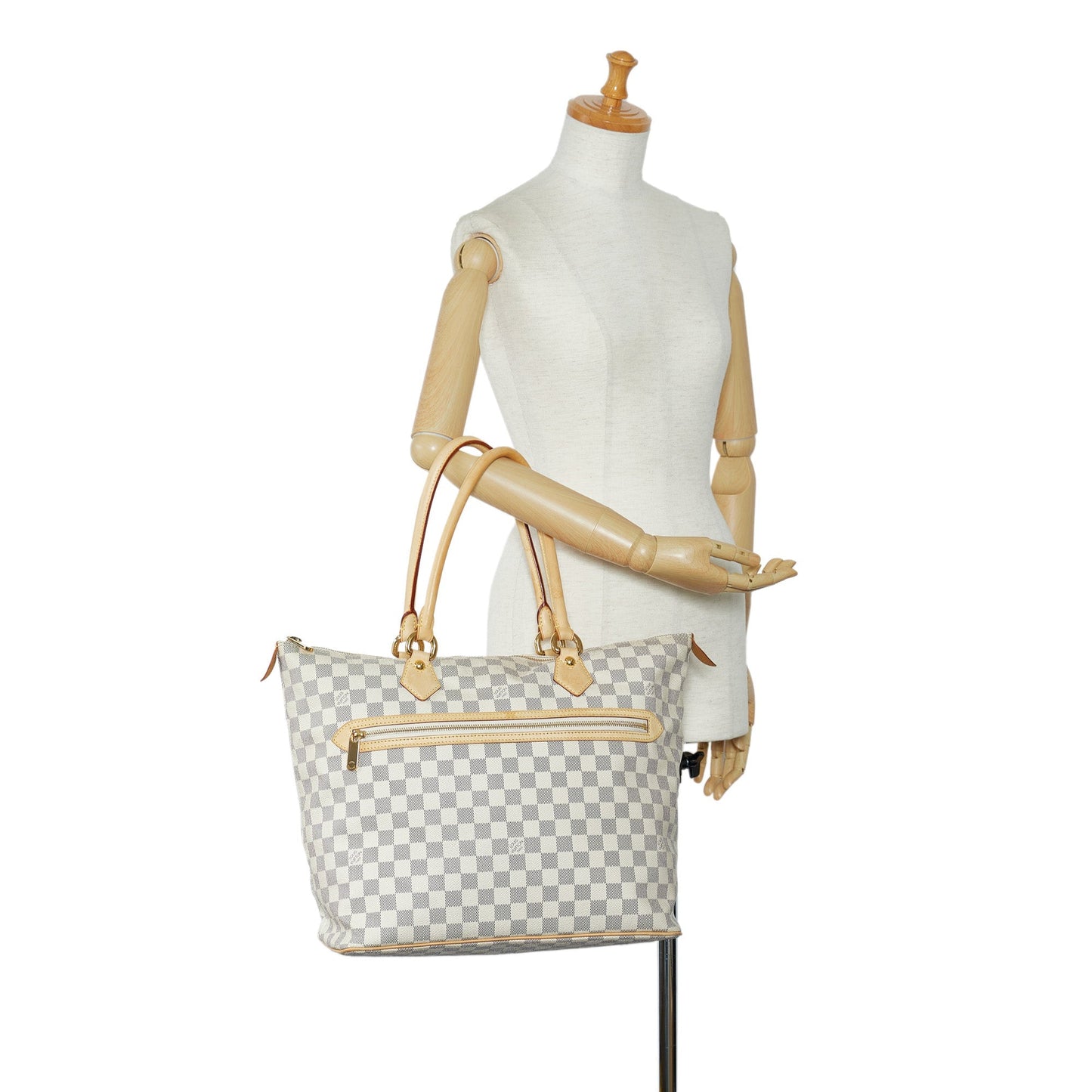 White Louis Vuitton Damier Azur Saleya GM Tote Bag