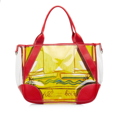 Yellow Prada Printed Vinyl Tote Bag