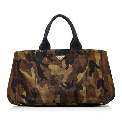 Brown Prada Canapa Camouflage Tote Bag