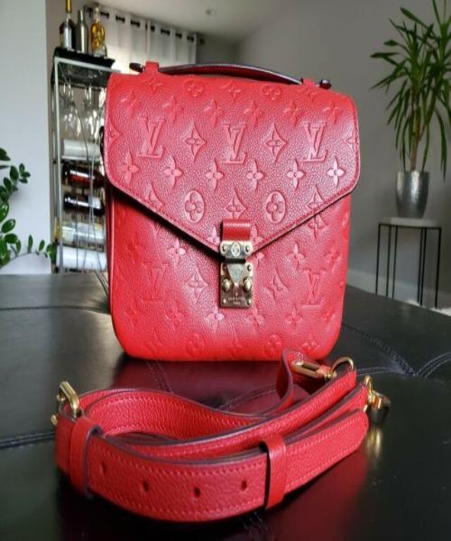 Louis Vuitton Pochette Metis Monogram Empreinte Leather Cerise/Blue
