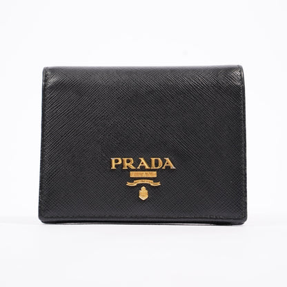 Prada Compact Wallet Black Saffiano Leather