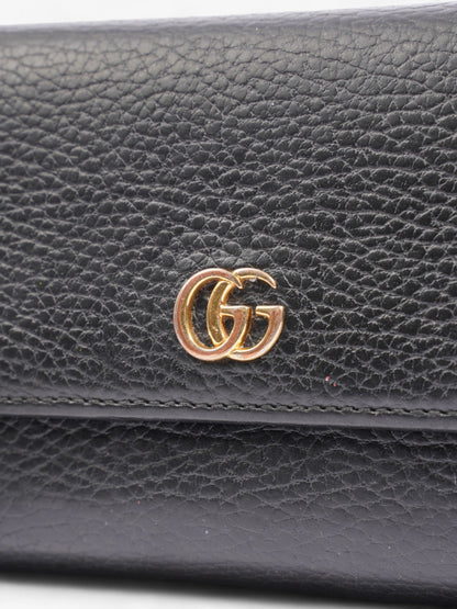 Gucci GG Marmont Continental Wallet Black Calfskin Leather