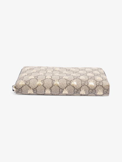 Gucci GG Supreme Zip Around Wallet Supreme / Gold Coated Canvas