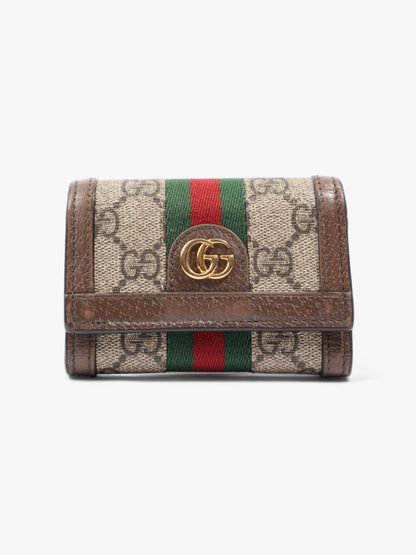 Gucci Ophidia GG French Flap Wallet GG Supreme / Red / Green Coated Canvas