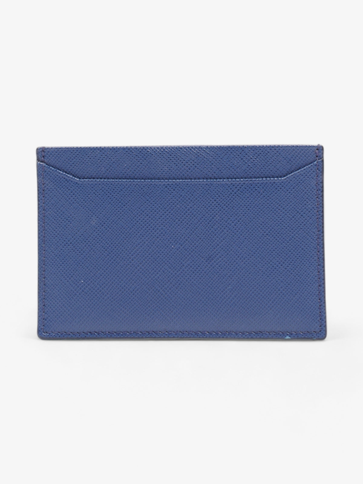 Prada Logo Card Case Wallet Navy Saffiano Leather