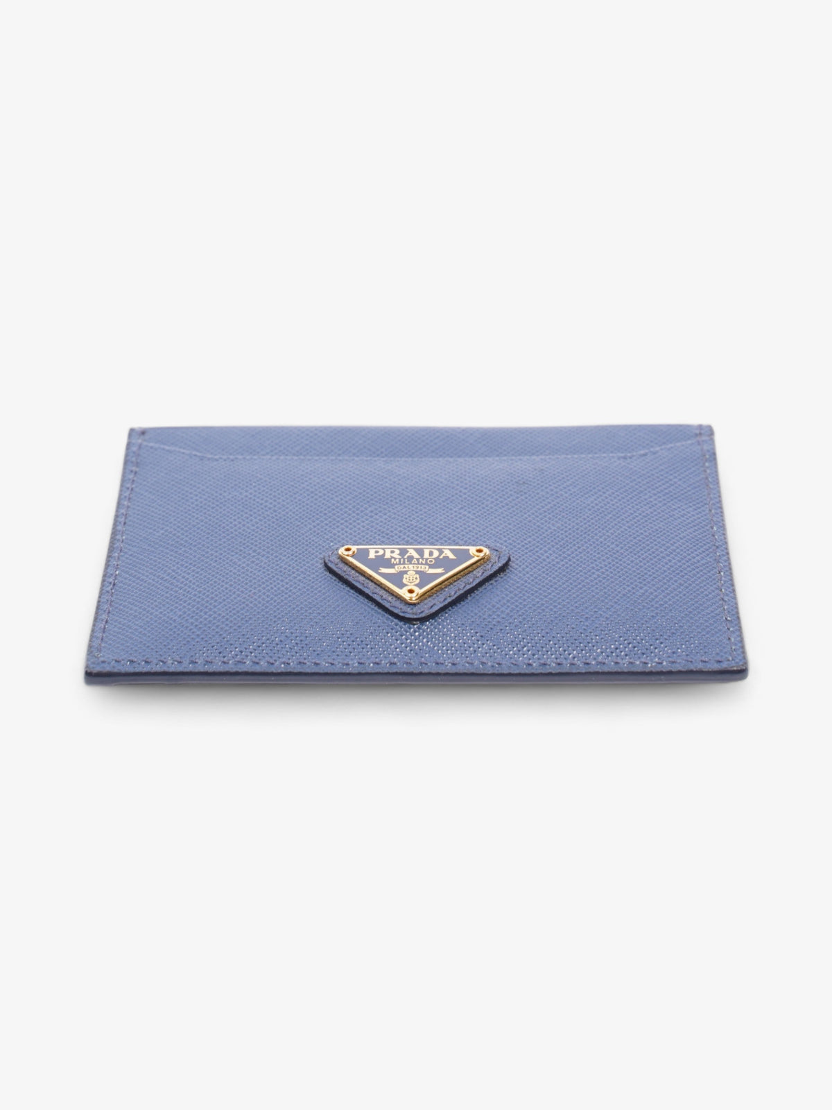 Prada Logo Card Case Wallet Navy Saffiano Leather