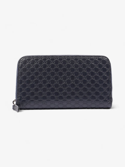 Gucci Microguccissima Zip Around Wallet Navy Blue GG Leather